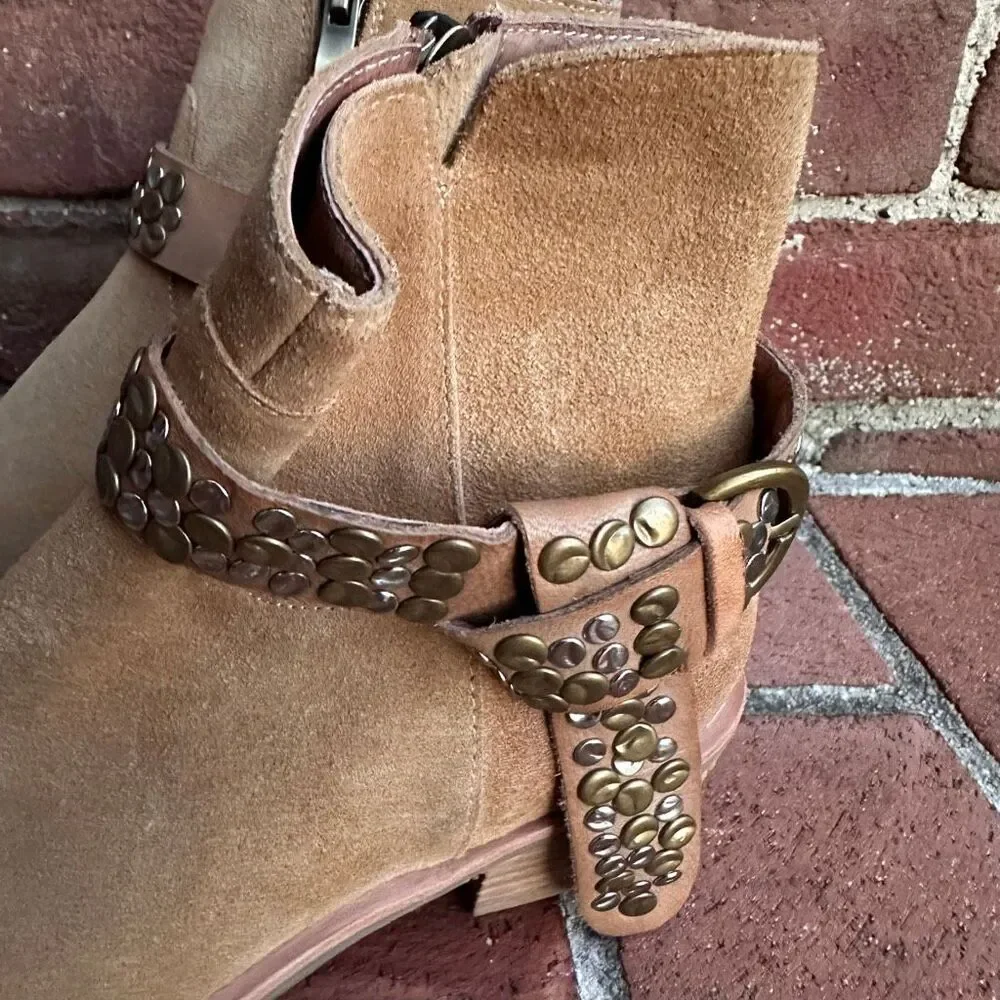 Antelope $239 Demi Leather Ankle Boots Western Zip Womens EU 38 US 7.5-8 NEW